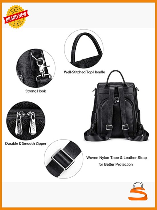 Leather Backpack Purse Women Anti-Theft Rucksack Satchel Shoulder Bag main image 4